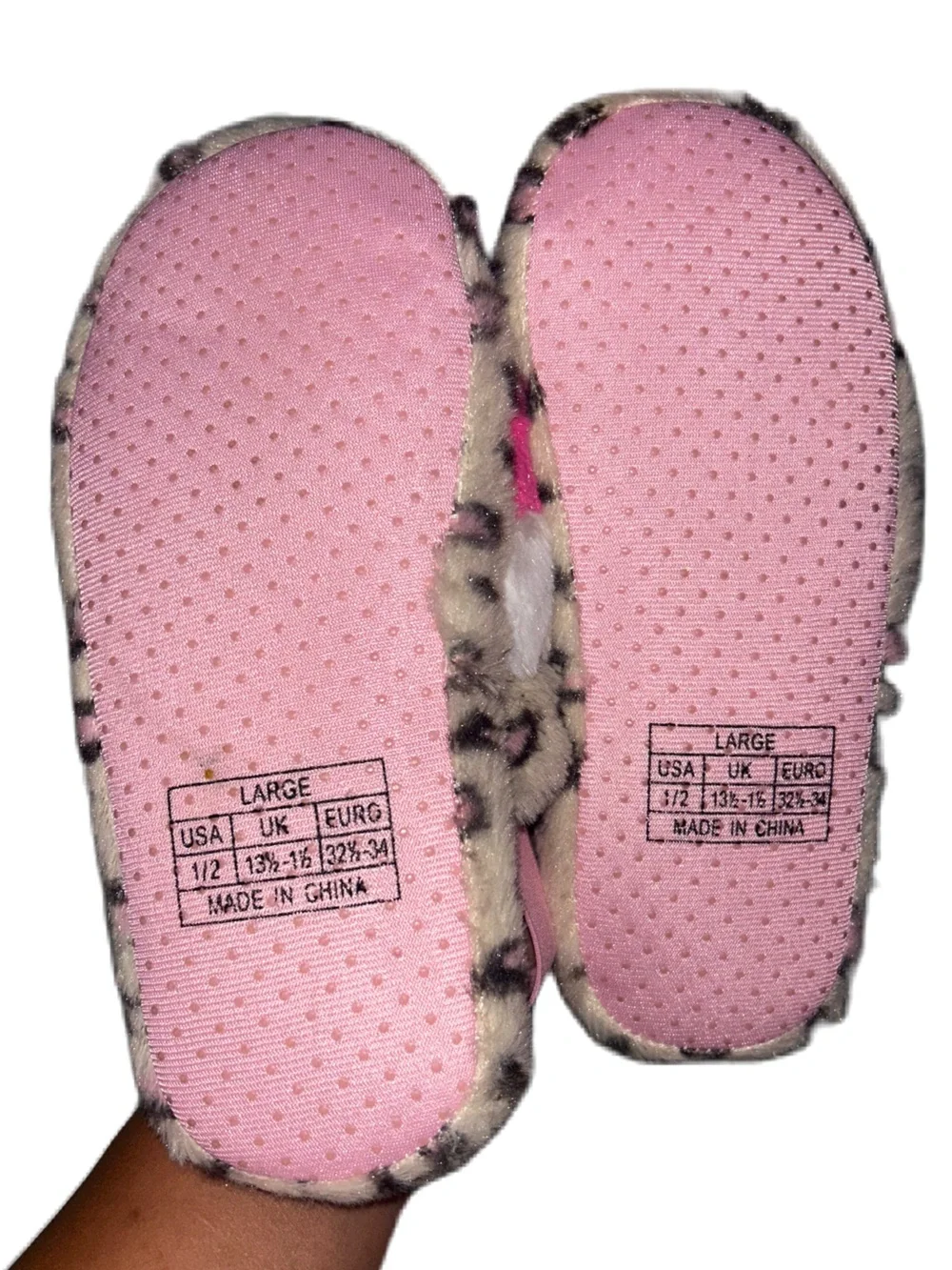 Capelli of New York Toddler Girls Faux Fur Leopard Slip-On Slippers in Pink